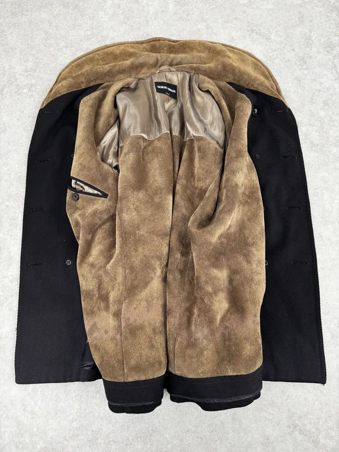 2010s Giorgio Armani Black Wool Double Breasted Classy Coat cEEntuw 8