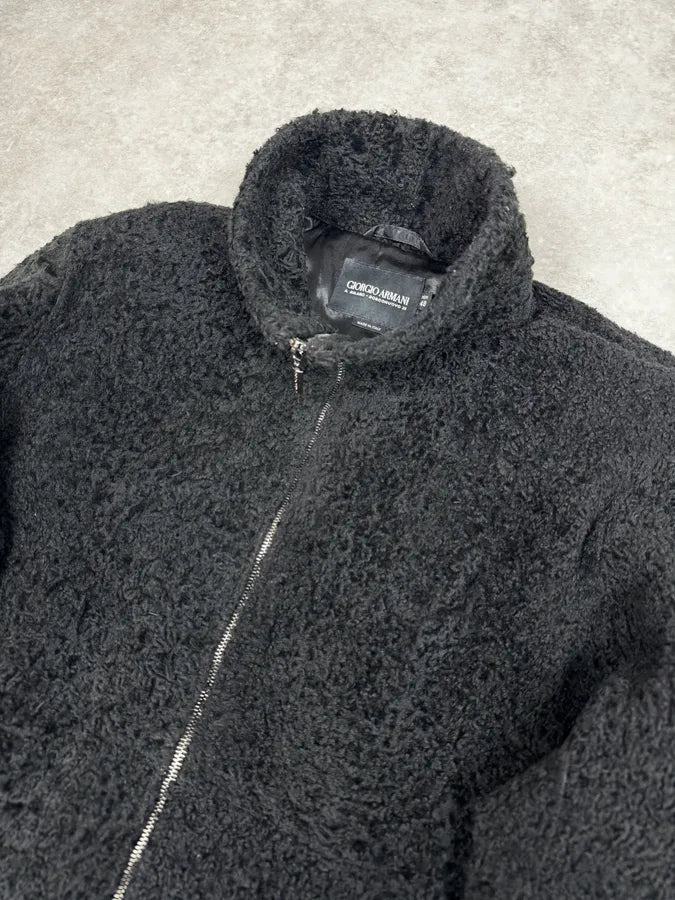 2010s Giorgio Armani Black Zip-up Lamb Fur Jacket fctasOt 3