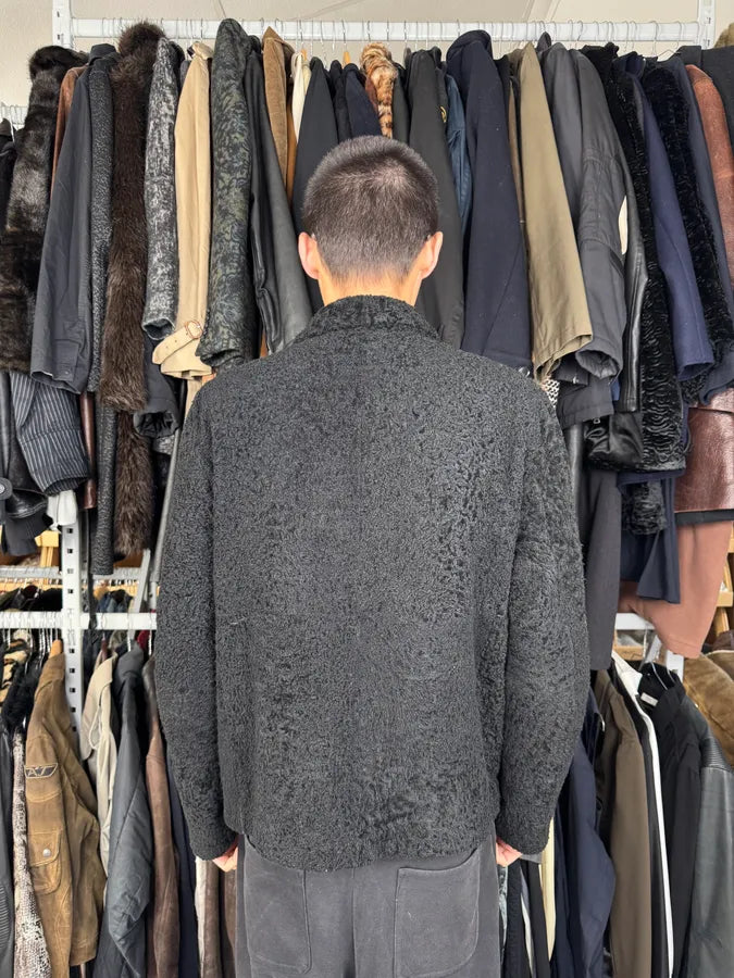 2010s Giorgio Armani Black Zip-up Lamb Fur Jacket fctasOt 4