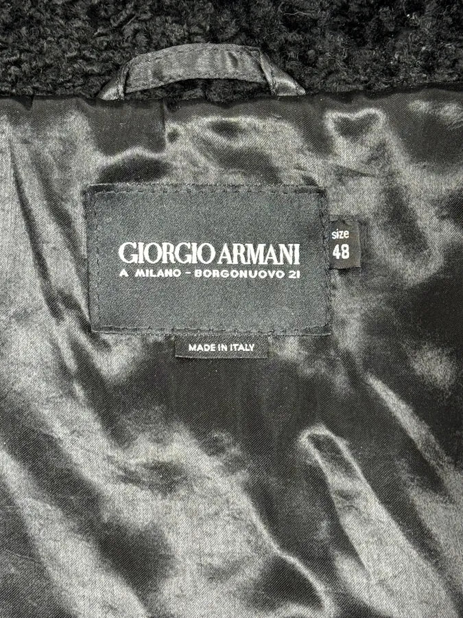 2010s Giorgio Armani Black Zip-up Lamb Fur Jacket fctasOt 8