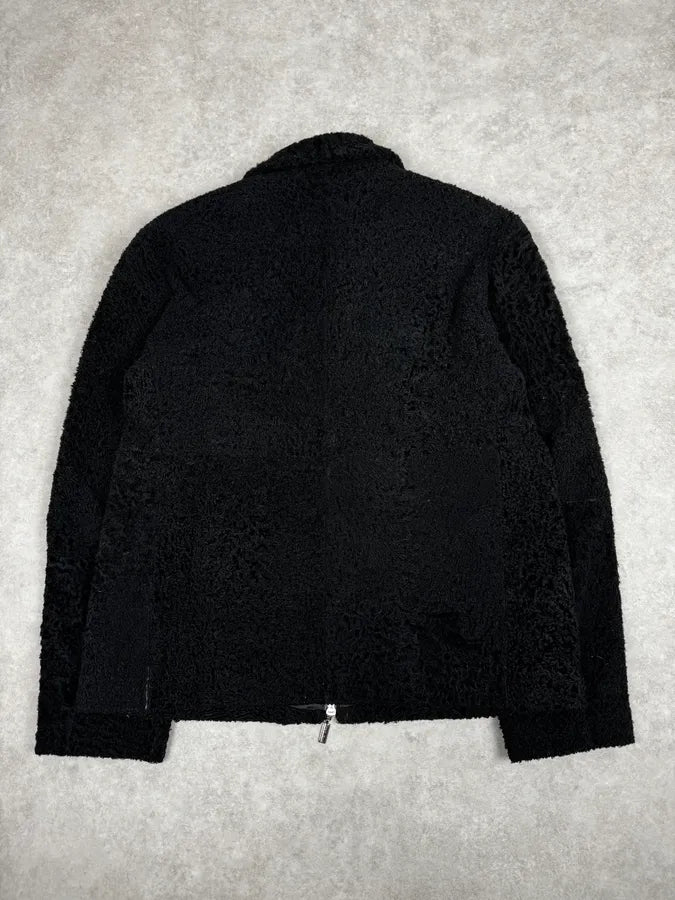 2010s Giorgio Armani Black Zip-up Lamb Fur Jacket fctasOt 1