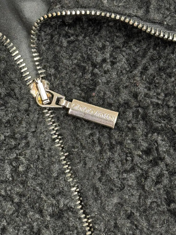 2010s Giorgio Armani Black Zip-up Lamb Fur Jacket fctasOt 7