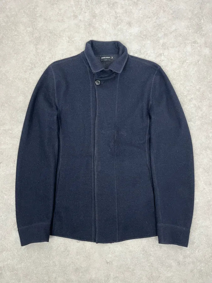 2010s Giorgio Armani Navy Wool Minimalist Officer Jacket hGLOTNw 0