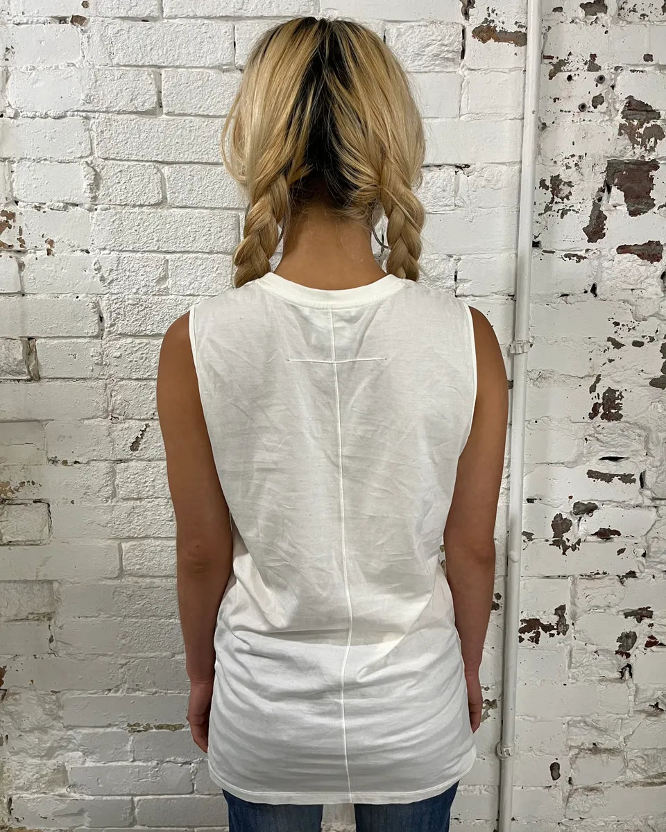 2010s Givenchy Black Birds Stars Print White Tank Top by Tisci AakUmcf 2