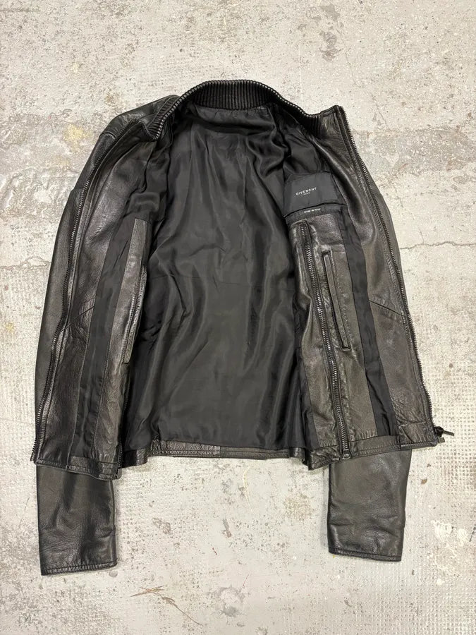 AW2012 Givenchy Black Bomber Zip Leather Jacket QiPmffY 6