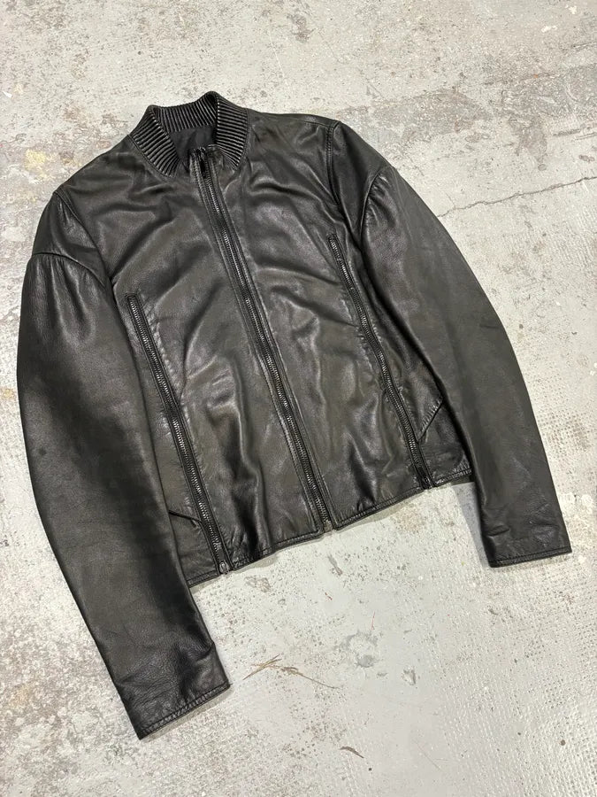 AW2012 Givenchy Black Bomber Zip Leather Jacket QiPmffY 3