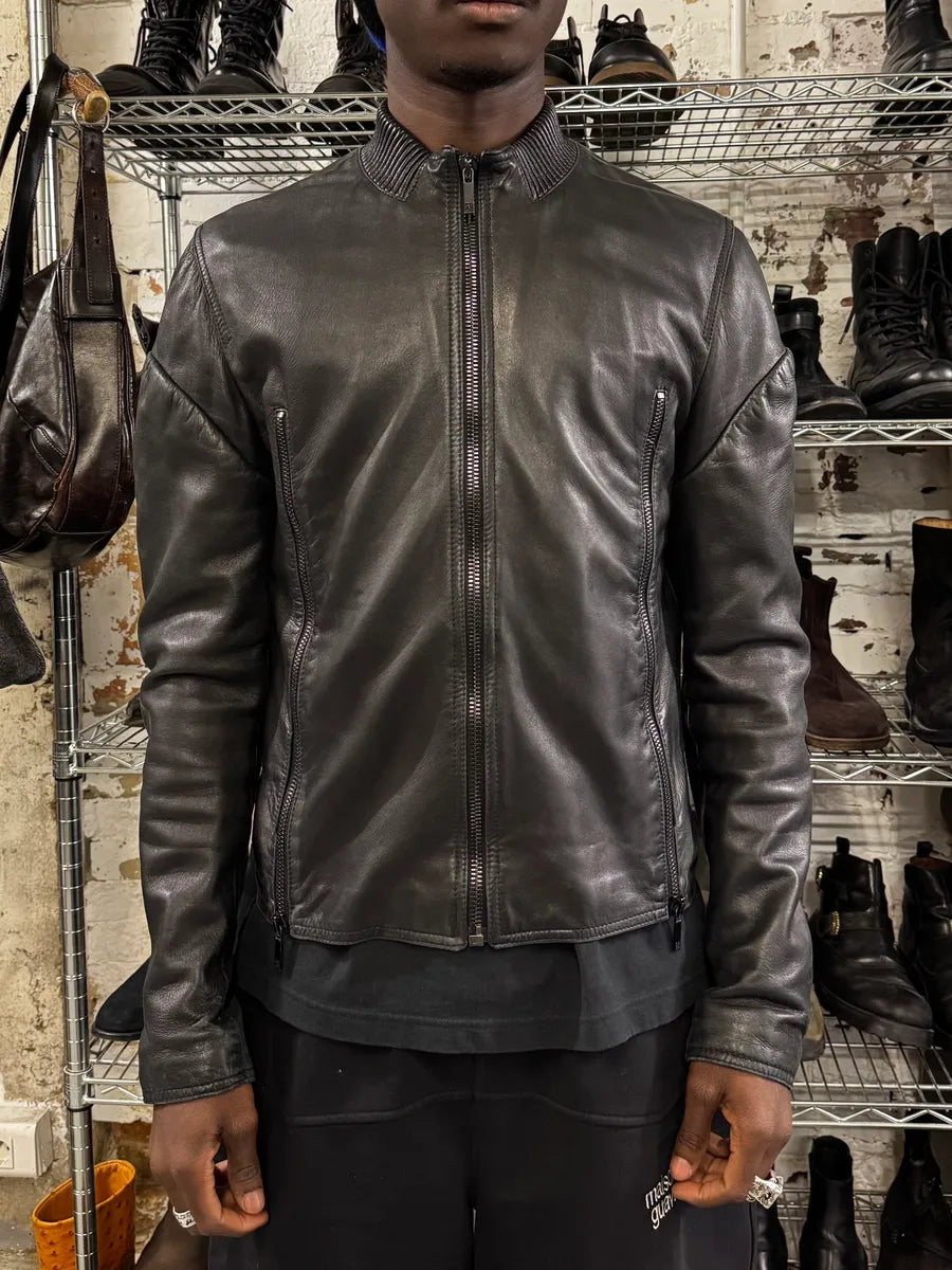 AW2012 Givenchy Black Bomber Zip Leather Jacket QiPmffY 1
