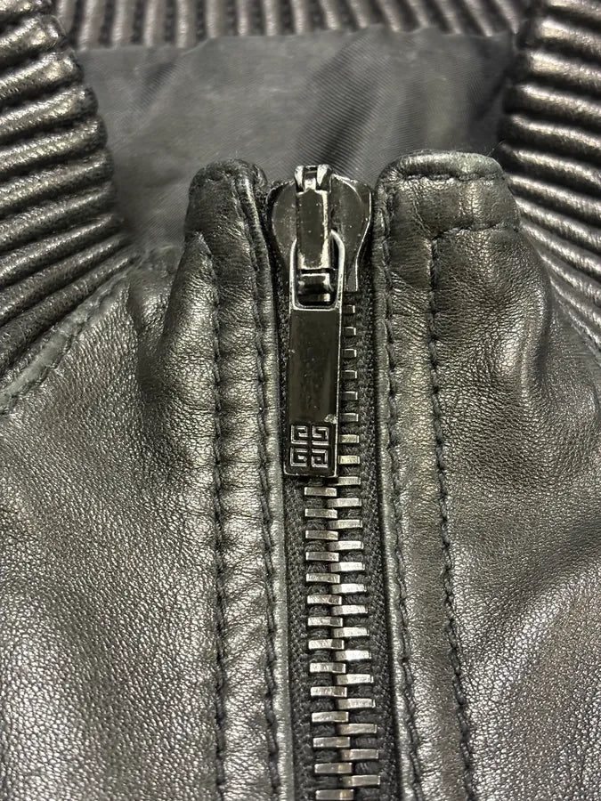 AW2012 Givenchy Black Bomber Zip Leather Jacket QiPmffY 7