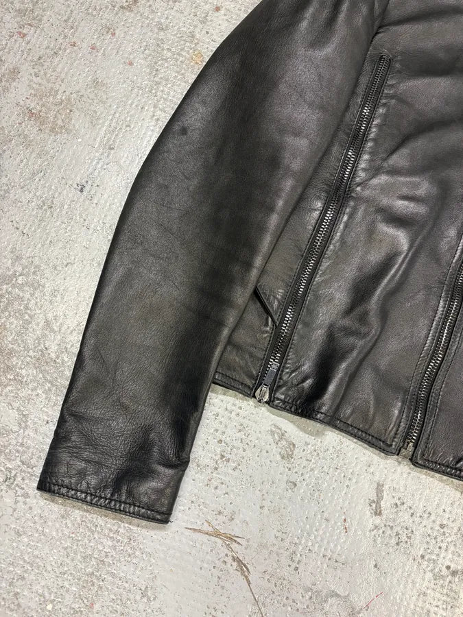 AW2012 Givenchy Black Bomber Zip Leather Jacket QiPmffY 8