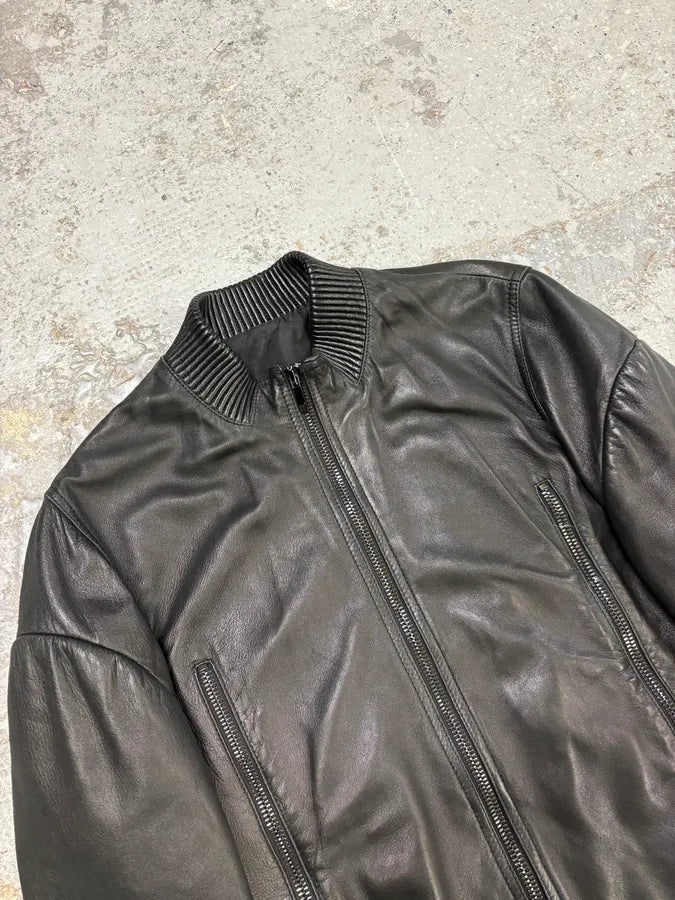 AW2012 Givenchy Black Bomber Zip Leather Jacket QiPmffY 4