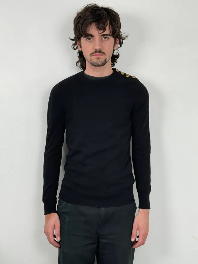 AW2023 Givenchy Black Guilded Buttons Sweater ytCkaEB 1