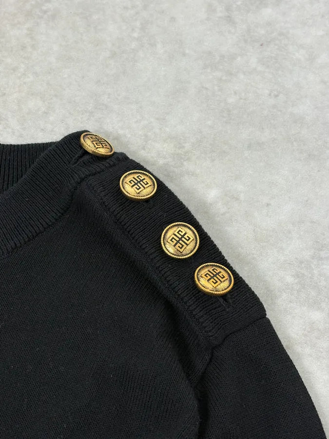 AW2023 Givenchy Black Guilded Buttons Sweater ytCkaEB 6