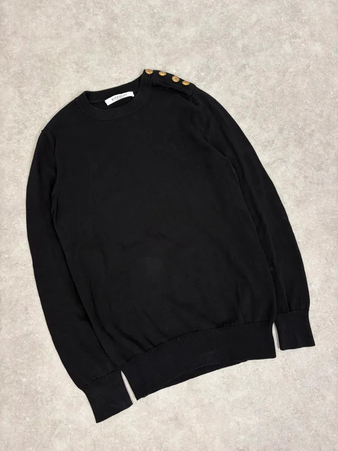 AW2023 Givenchy Black Guilded Buttons Sweater ytCkaEB 3