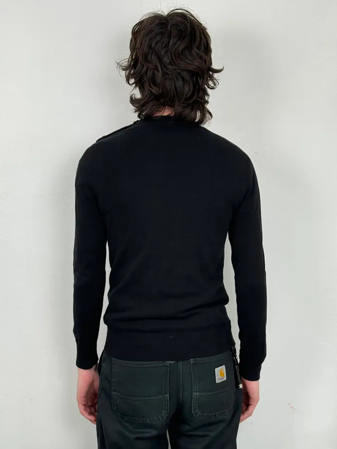 AW2023 Givenchy Black Guilded Buttons Sweater ytCkaEB 2