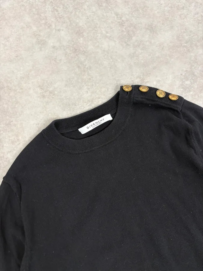 AW2023 Givenchy Black Guilded Buttons Sweater ytCkaEB 4