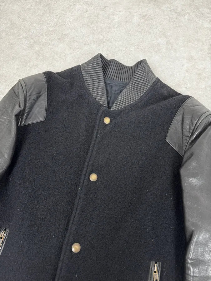 AW2013 Givenchy Black Leather Sleeves Bomber Teddy Jacket by Riccardo Tisci mrSJGwR 4