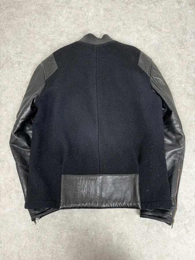 AW2013 Givenchy Black Leather Sleeves Bomber Teddy Jacket by Riccardo Tisci mrSJGwR 3