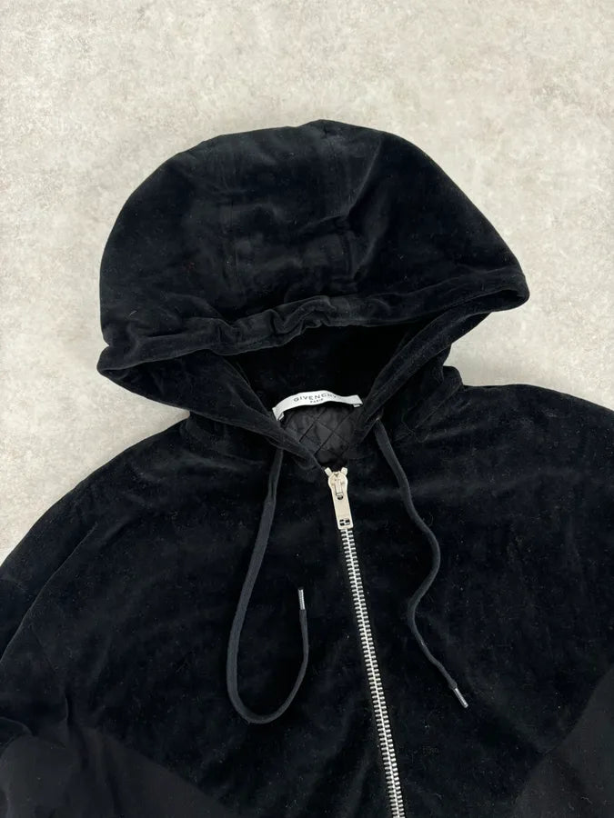 2010s Givenchy Black Premium Velvet Hybrid Hooded Jacket XwaZMhh 3