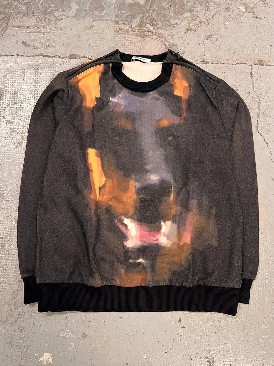 2010s Givenchy Doberman Paint Effect Black Sweater wXlpaVx 0