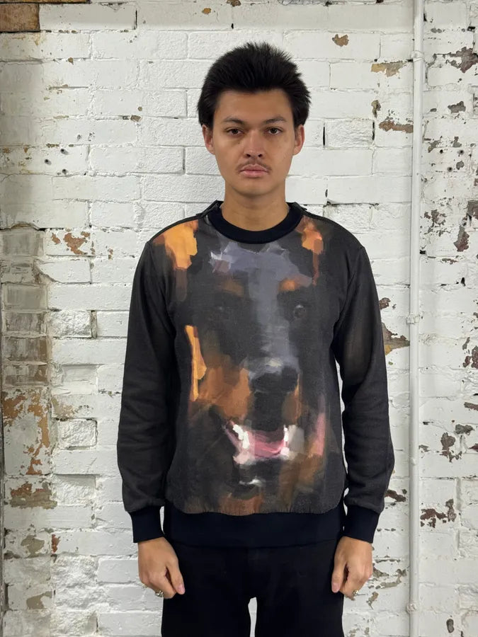 2010s Givenchy Doberman Paint Effect Black Sweater wXlpaVx 1