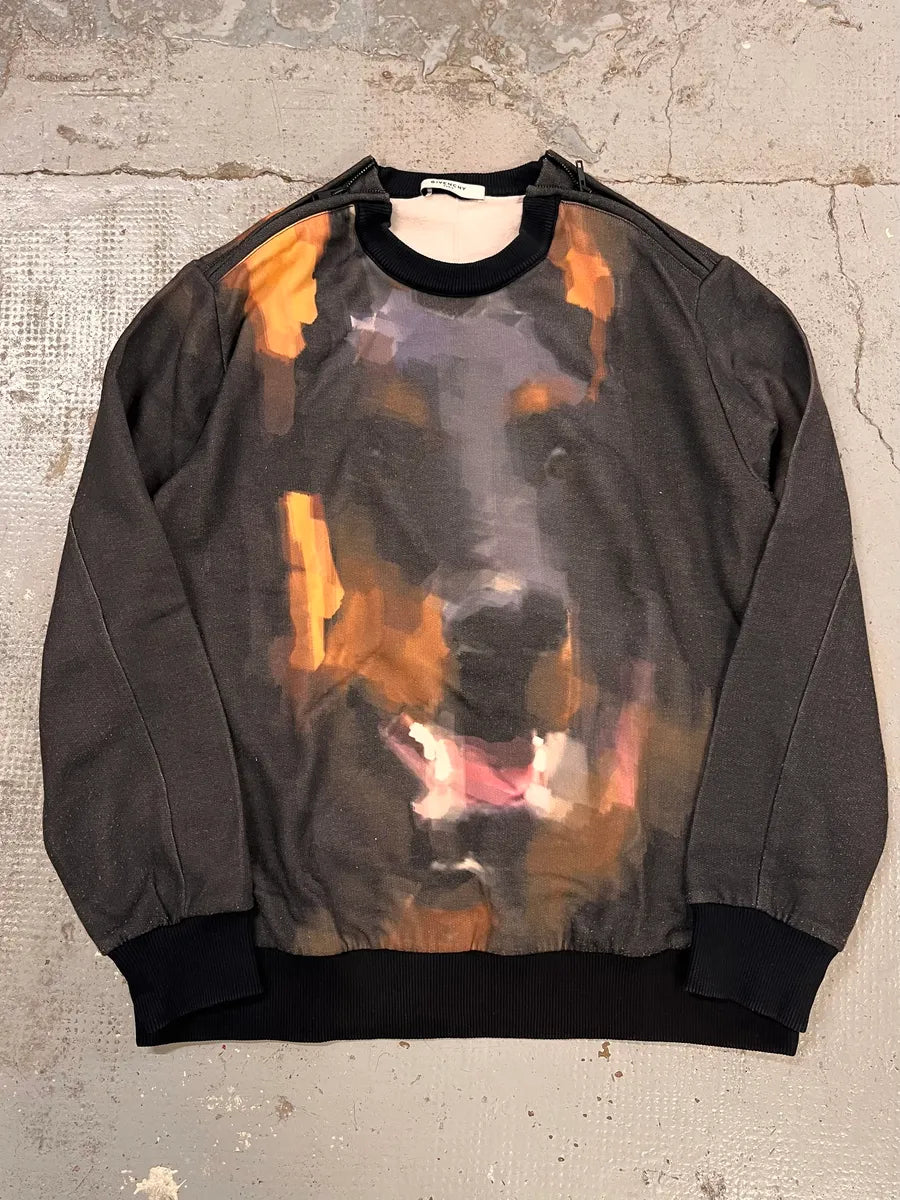 2010s Givenchy Doberman Paint Effect Black Sweater wXlpaVx 3