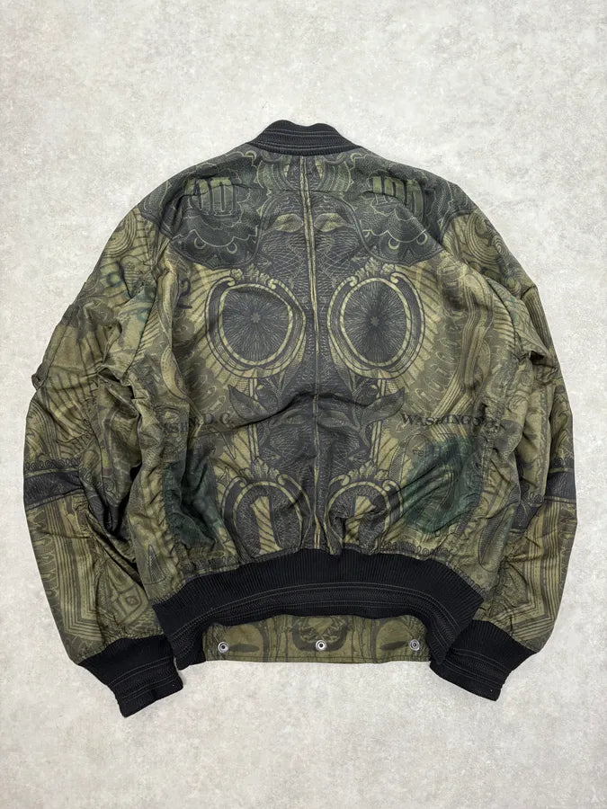 SS2017 Givenchy Dollar Bills Khaki Asymmetrical Camo Sample Bomber Jacket EidIRwV 5