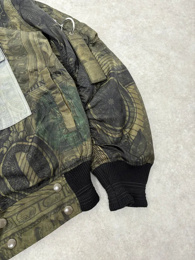 SS2017 Givenchy Dollar Bills Khaki Asymmetrical Camo Sample Bomber Jacket EidIRwV 8