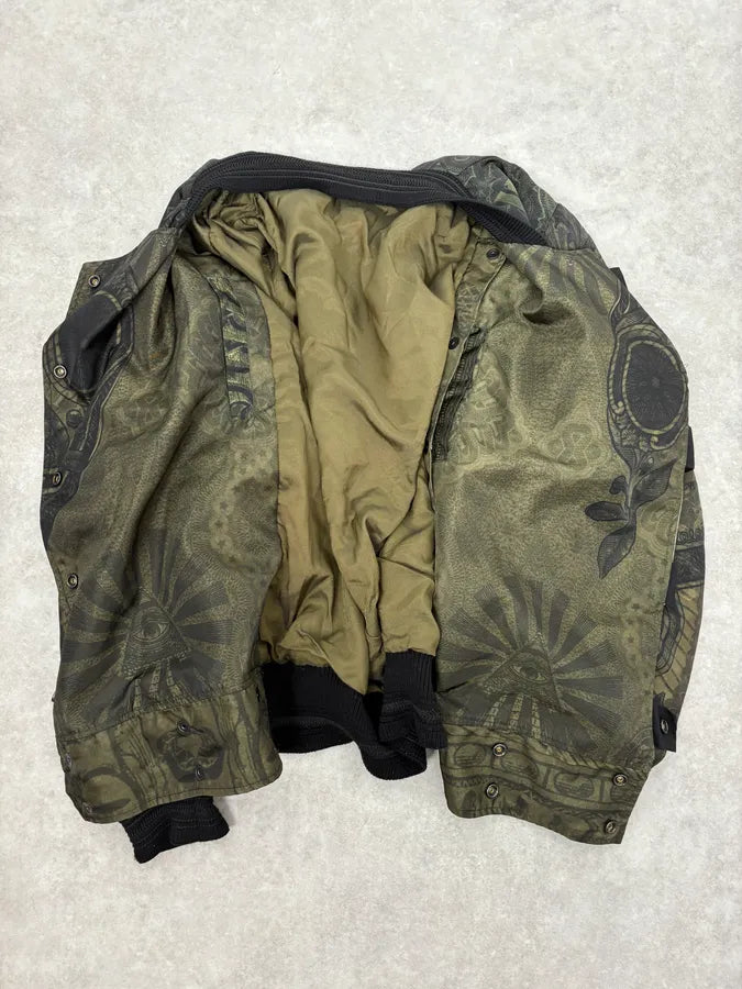 SS2017 Givenchy Dollar Bills Khaki Asymmetrical Camo Sample Bomber Jacket EidIRwV 6