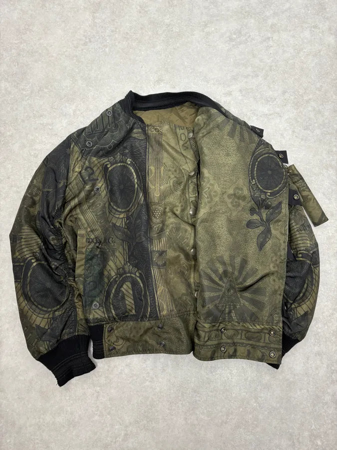 SS2017 Givenchy Dollar Bills Khaki Asymmetrical Camo Sample Bomber Jacket EidIRwV 7