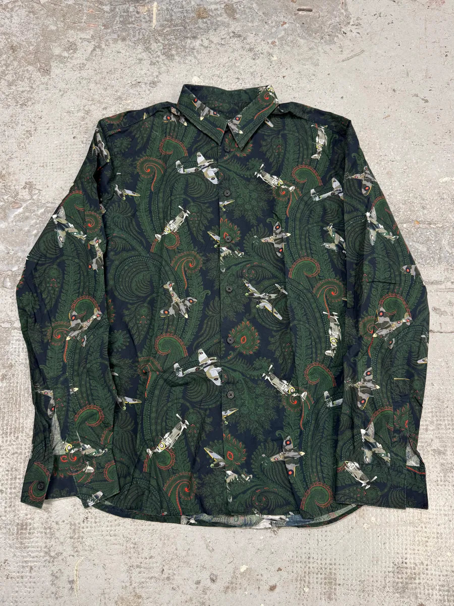 2010s Givenchy Green Aviator Flowers Shirt AaoMMIQ 0