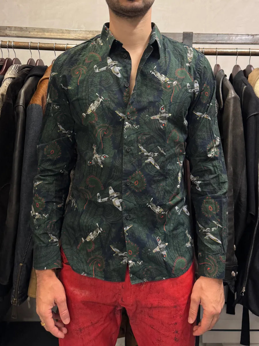 2010s Givenchy Green Aviator Flowers Shirt AaoMMIQ 1