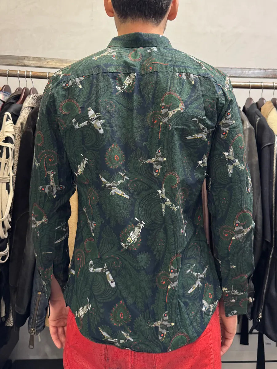 2010s Givenchy Green Aviator Flowers Shirt AaoMMIQ 2