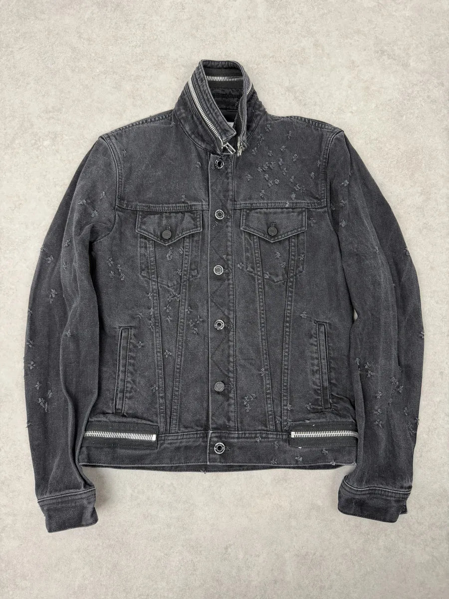 2010s Givenchy Grey Distressed Denim Jacket ZGZEIIL 0