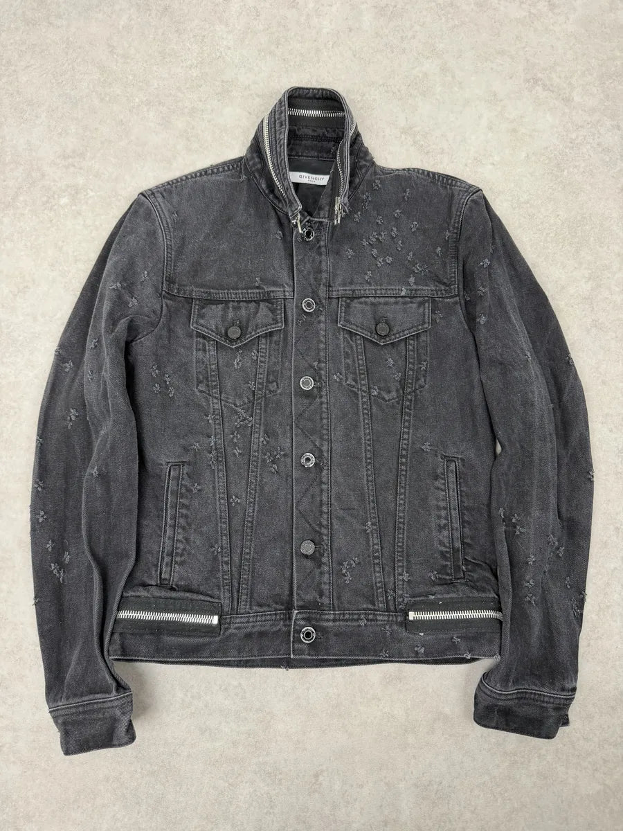 2010s Givenchy Grey Distressed Denim Jacket ZGZEIIL 6