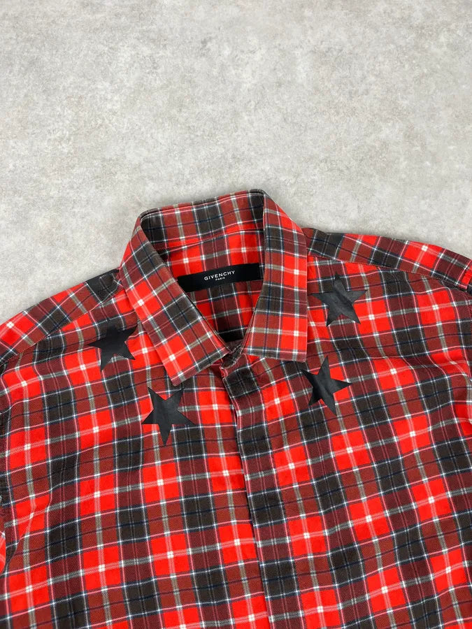 SS2015 Givenchy Red Checkered Stars Shirt by Riccardo Tisci wOHZAgC 4