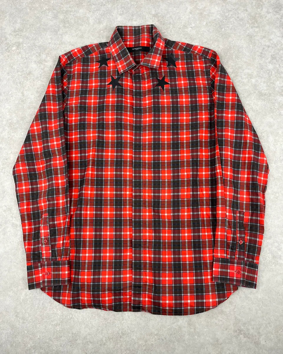SS2015 Givenchy Red Checkered Stars Shirt by Riccardo Tisci wOHZAgC 0