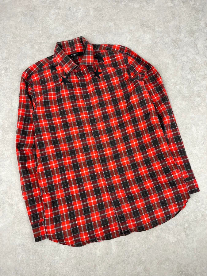 SS2015 Givenchy Red Checkered Stars Shirt by Riccardo Tisci wOHZAgC 3