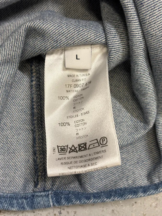 2010s Givenchy Red Stars Blue Denim Shirt by Riccardo Tisci fIvchJN 7