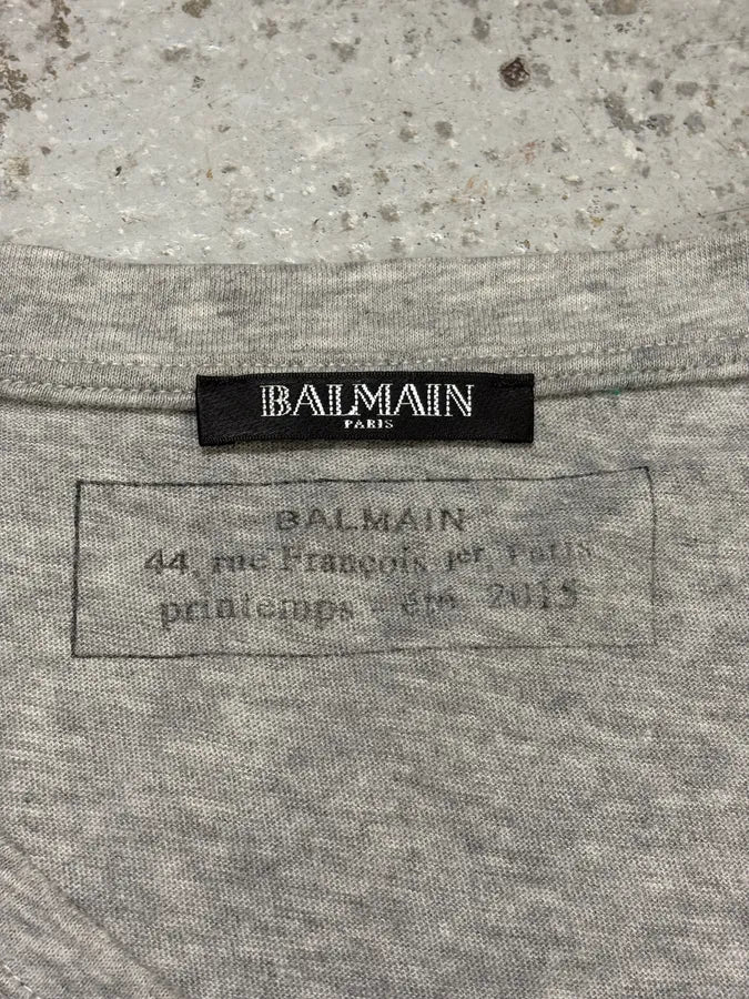 SS2015 Balmain Dream Catcher Grey T-Shirt aKXFspr 8