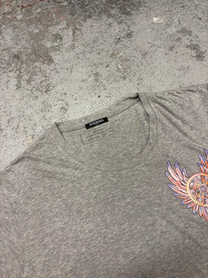 SS2015 Balmain Dream Catcher Grey T-Shirt aKXFspr 4