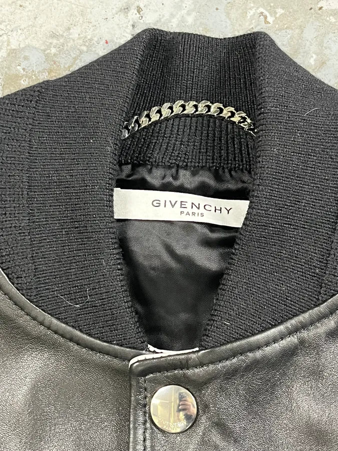 SS2014 Givenchy Stars Black Leather Bomber Jacket rSmaDFW 5