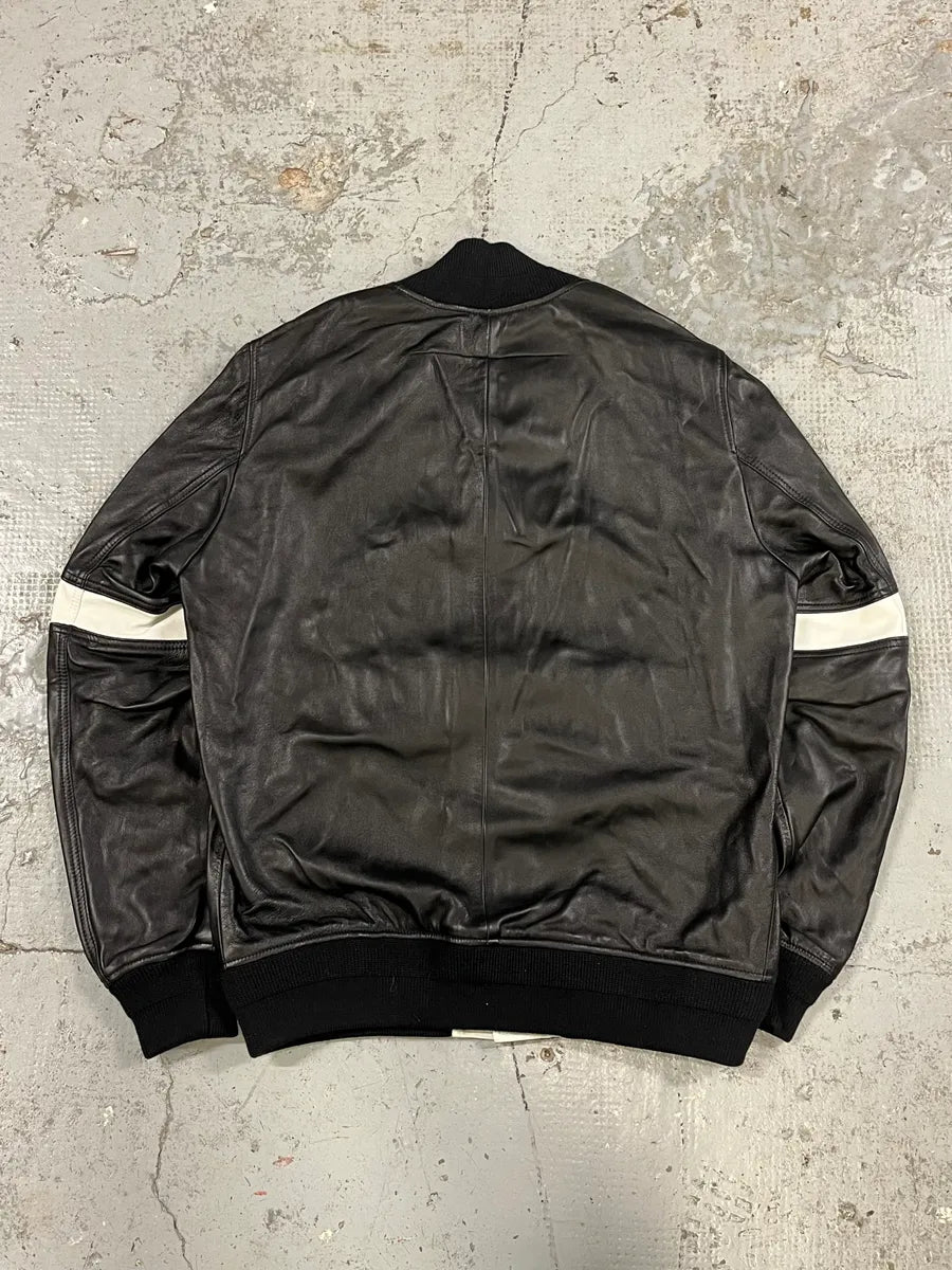 SS2014 Givenchy Stars Black Leather Bomber Jacket rSmaDFW 6