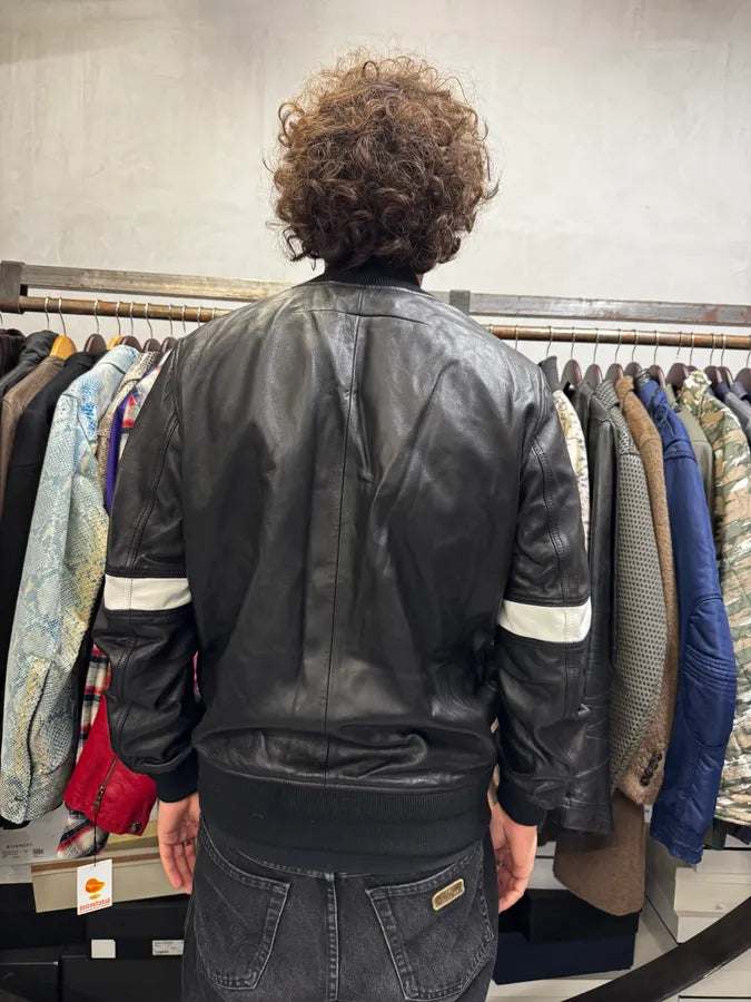 SS2014 Givenchy Stars Black Leather Bomber Jacket rSmaDFW 2