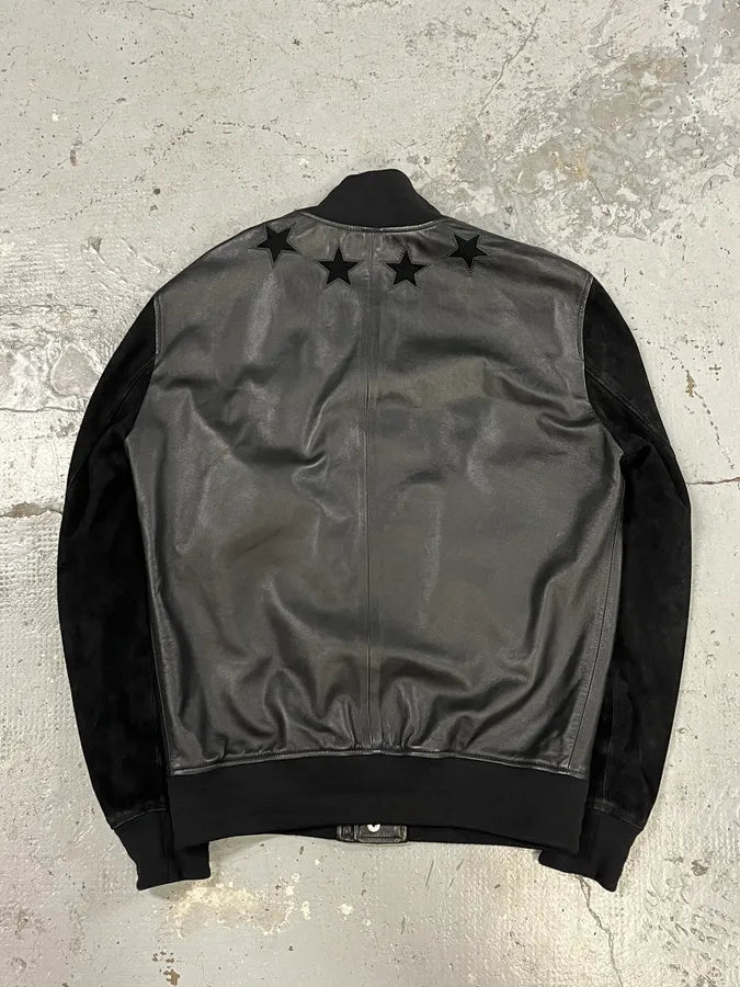 AW2015 Givenchy Stars Black Suede Leather Bomber Jacket by Riccardo Tisci cKAKKDN 4