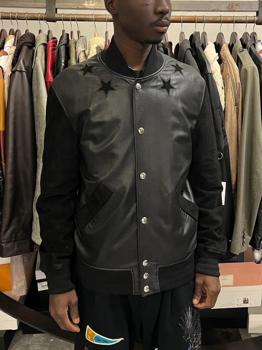 AW2015 Givenchy Stars Black Suede Leather Bomber Jacket by Riccardo Tisci cKAKKDN 1