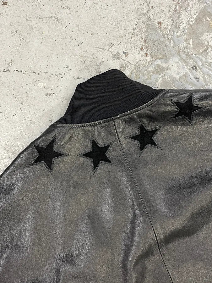 AW2015 Givenchy Stars Black Suede Leather Bomber Jacket by Riccardo Tisci cKAKKDN 5