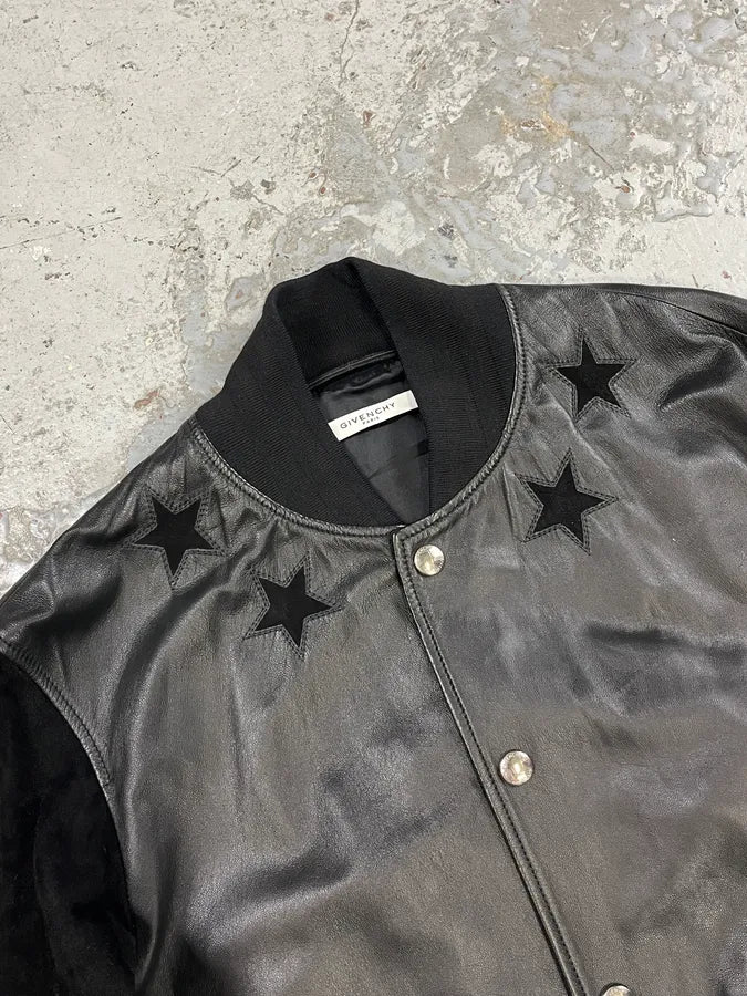 AW2015 Givenchy Stars Black Suede Leather Bomber Jacket by Riccardo Tisci cKAKKDN 3