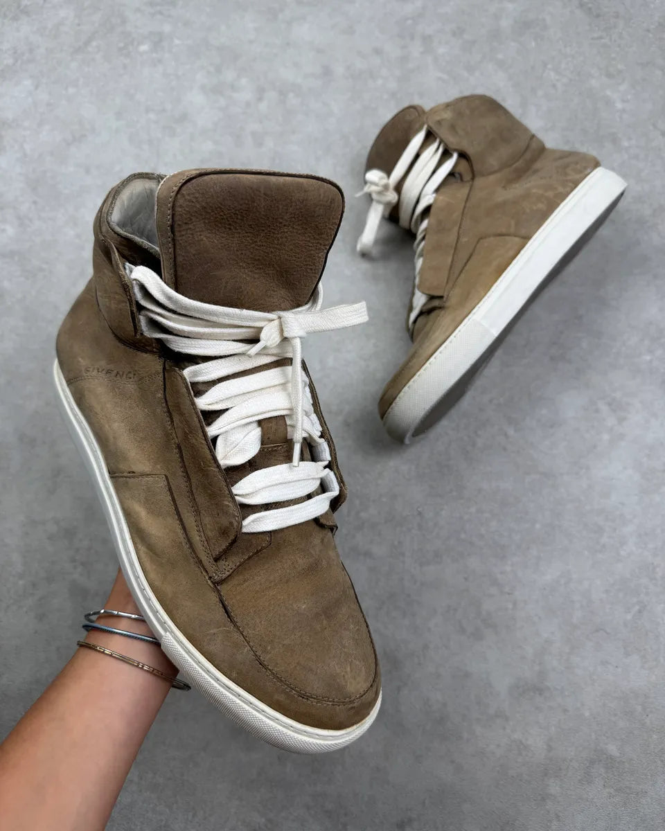 2010s Givenchy Tan Beige Suede Leather High Sneakers NsSgaws 0