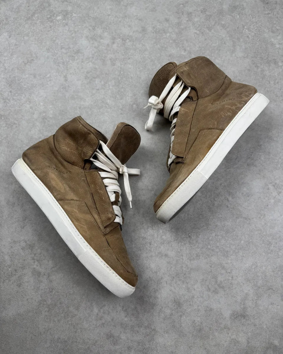 2010s Givenchy Tan Beige Suede Leather High Sneakers NsSgaws 1