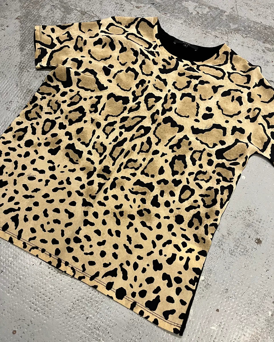 2010s Gucci Beige Silk Leopard & Black T-Shirt by Frida Giannini WRbsXKc 3